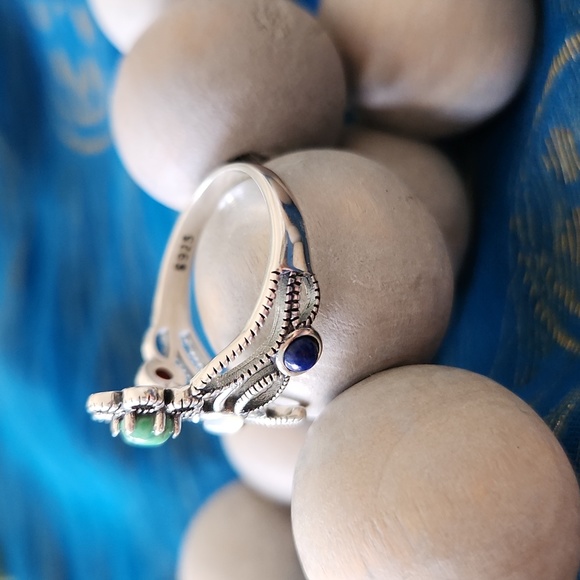 NEW Sterling Silver Multi-Stone & Flower Ring - Picture 3 of 4